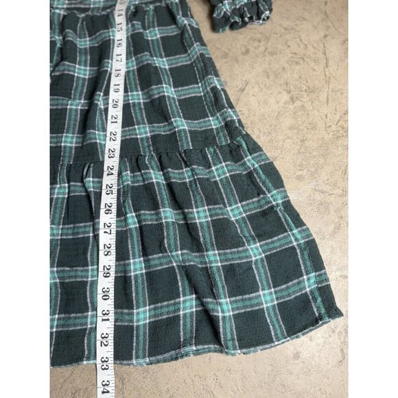 Ann Taylor LOFT Plaid Ruffle Button Swing Dress in Spring Pine Womens S Green - Picture 9 of 12